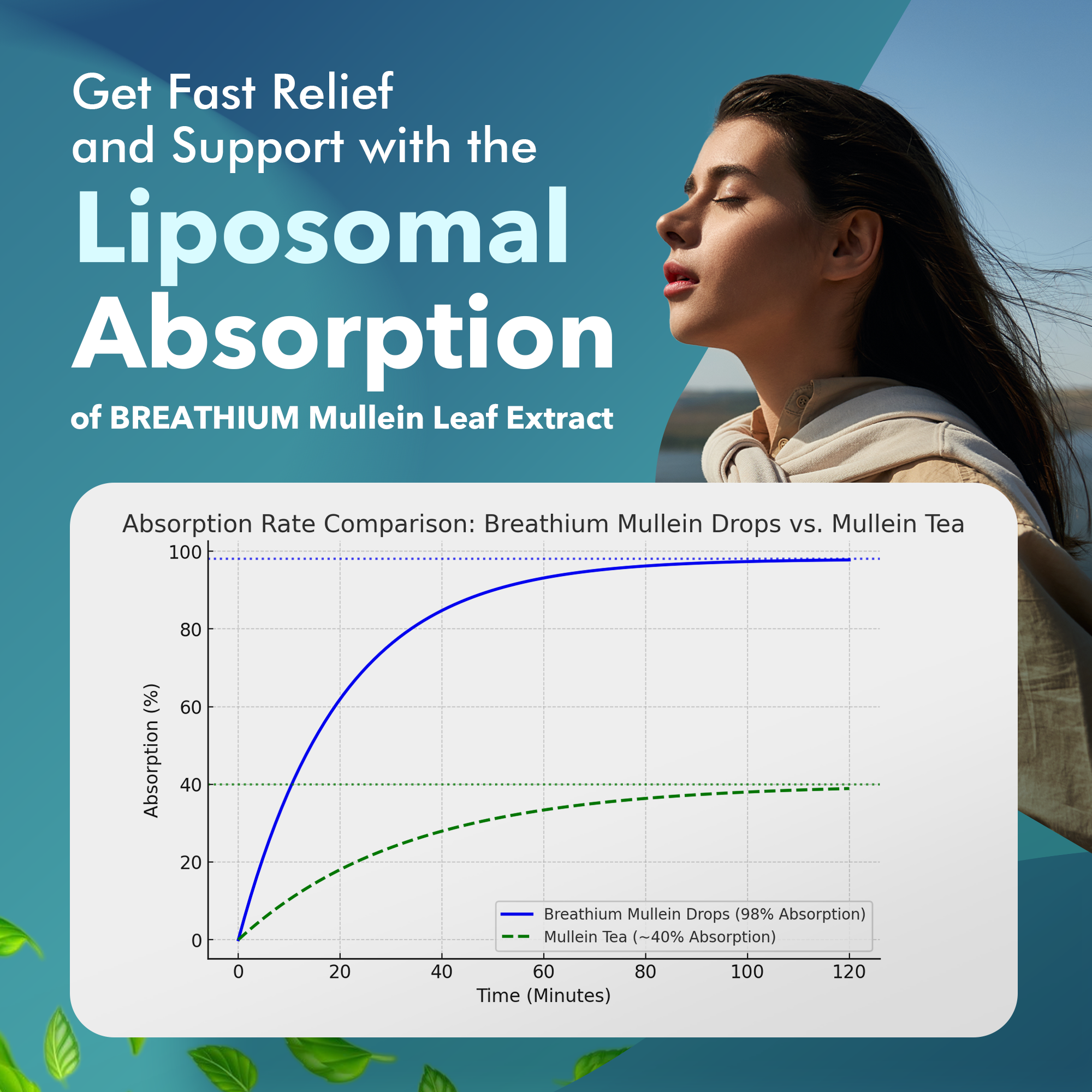 Liposomal Mullein Drops – Lung Cleanse & Mucus Relief, Fast-Acting Respiratory Support – 4oz / 60 Servings– Peppermint, USA Made