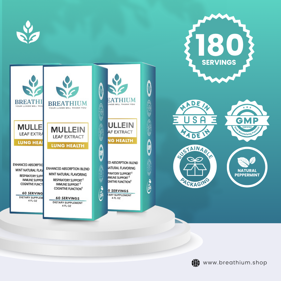 Liposomal Mullein Drops – Lung Cleanse & Mucus Relief, Fast-Acting Respiratory Support – 4oz / 60 Servings– Peppermint, USA Made