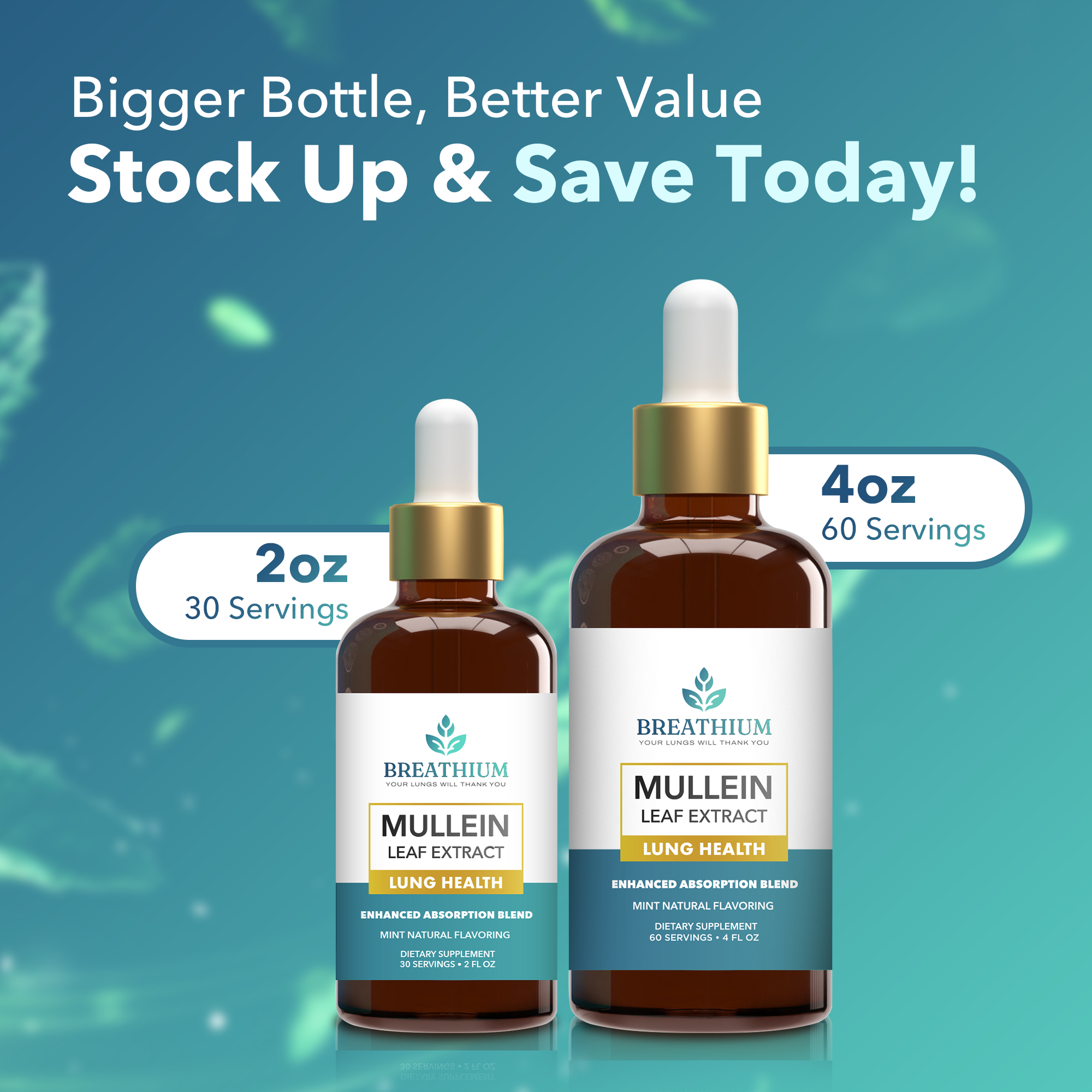 Liposomal Mullein Drops – Lung Cleanse & Mucus Relief, Fast-Acting Respiratory Support – 4oz / 60 Servings– Peppermint, USA Made